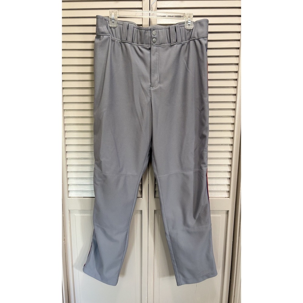 Adidas Baseball Pants Mens Gray/Orange Size 34 Elastic Band‎ Logo Pockets Sports